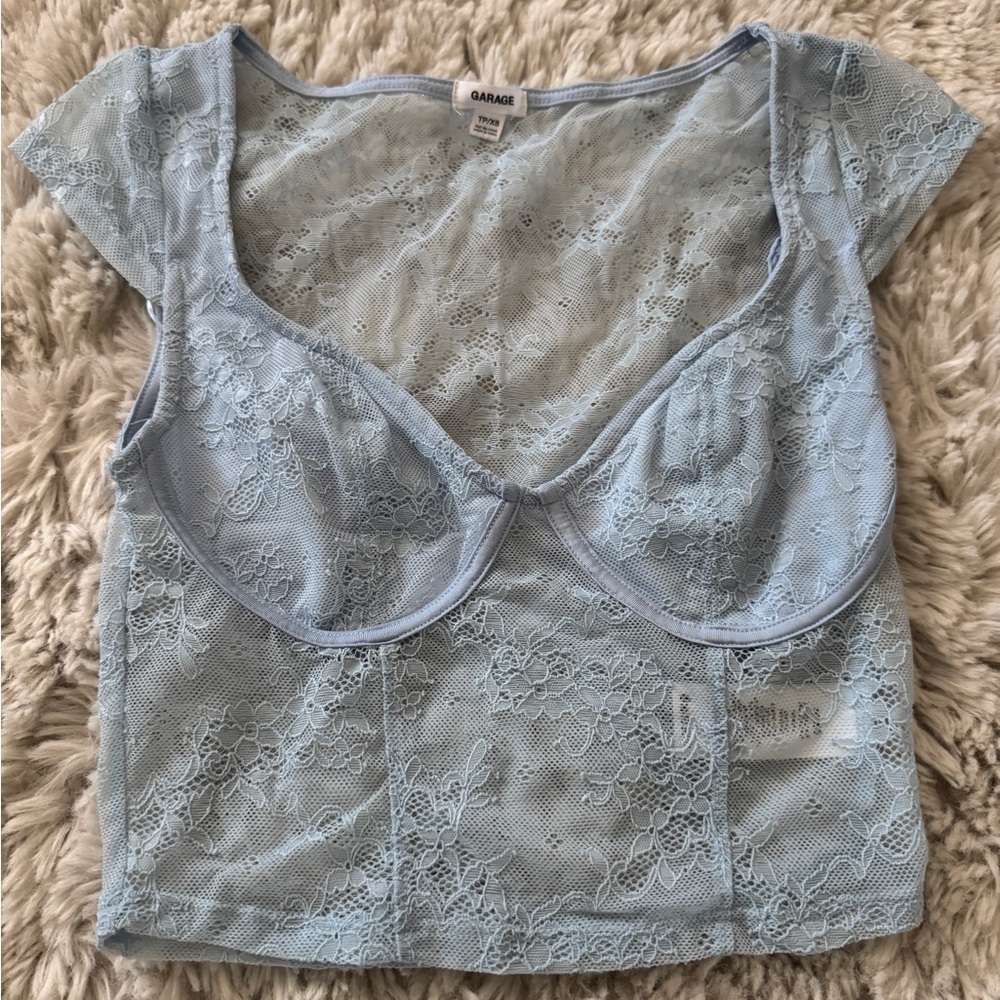 Garage Light Blue Lace Corset Top